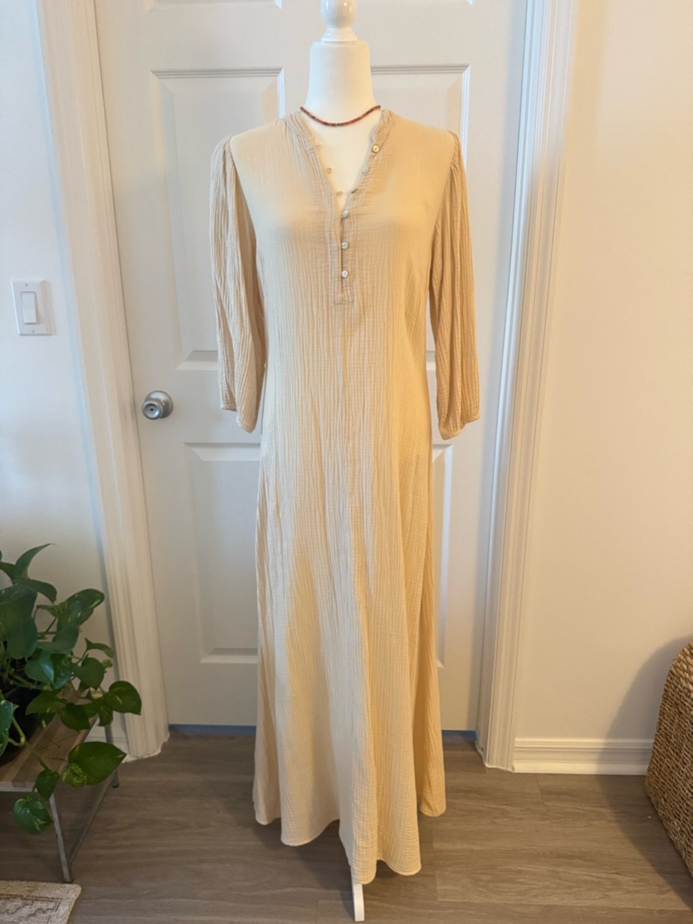 HONORINE Women's Cream Long Button-Front Maxi Dress NWOT